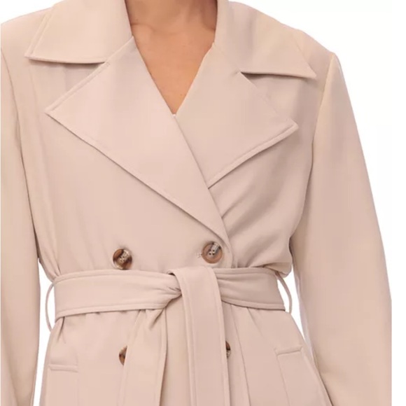 New Beware Bagatelle Collection Beige Tan Natural Trench Coat - Picture 12 of 17